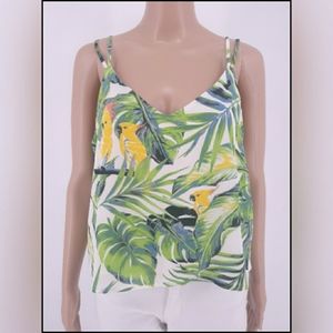 June & Hudson tropical print dressy crop top